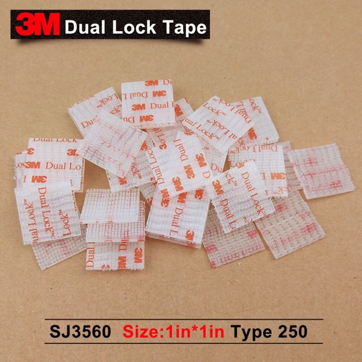 sj3560-25-4mm-25-4mm-clear-dual-lock-tape-self-adhesive-acrylic-waterproof-fastener-sj3560-die-cut-tape-size-1in-1in