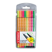 STABILO Pen 68 + Point 88 ปากกา ปากกาสีหมึกน้ำ Fibre-Tip Pen Neon Set ชุด 5 สี จำนวน 10 ด้าม