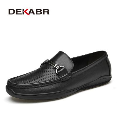 DEKABR รองเท้าโลฟเฟอร์ผู้ชายสไตล์อิตาลีรองเท้าหนังนิ่ม Sepatu Pantofel Kulit แท้สำหรับผู้ชายรองเท้ากลางแจ้งกันลื่นฤดูร้อนแฟชั่นรองเท้าลำลองผู้ชาย