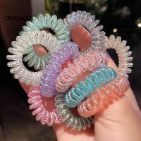 【CW】 Spiral Hair Ties Phone Cord No Crease Dent Powerful Grip Ponytail Holders Accessories for Women Girls PT