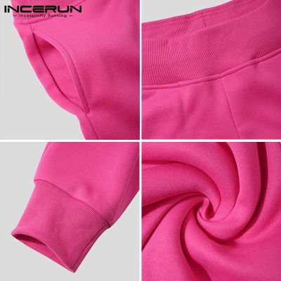 INCERUN Men Fashion Casual Solid Color Elasticated High Waist Loose Long Pant