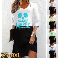 【hot】◕☢✖  Fashion Knee-length Skirt Crewneck MIDI Womens Sleeve Ladies New Design Printed