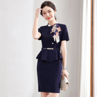 Professional Dress 2021 Fashion Temperament Goddess Fan Ol Dress Uniform Hotel Customer Service Property Work Clothes Summer