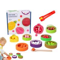 Montessori Color Sorting Set Toddler Wooden Matching Toy Realistic Fruits Balls Sorting Toys for Recreation Festive Gift Interaction Early Education Reward workable