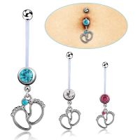 ；【‘；- Women Flexible Baby CZ Crystal Feet Navel Pregnant Belly Ring Body Piercing Jewelry  SEC88