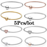 5Pcslot Silver Plated Basic Chain Charm celets Fit DIY Original DIY Beads celets Bangles For Women Jewelry Wholesale