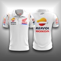 （You can contact customer service for customized clothing）polo? Hot Deal ? T-Shirt Collar Honda Repsol MotoGP 2023 (custom Design) - Black/Navy Blue(You can add names, logos, patterns, and more to your clothes)