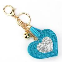 Double Heart Keychain Gold-Plated Leather Tassel Holders Metal Crystal Key Chains Keyring Charm Bag Car Pendant Gift Key Chains