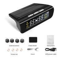 ❡۞ Smart Car TPMS Tire Pressure Monitoring System Solar Power Digital TMPS LCD Display USB Auto Security Alarm Tire Pressure Sensor