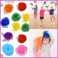 XUESHE สีทึบ อุปกรณ์ประกอบฉากการแสดงเล่นกล ผ้าพันคอวงจังหวะ ผ้าพันคอผ้าไหมสี่เหลี่ยม สำหรับเด็ก ผ้าพันคอเต้นรำ ผ้าพันคอเพลง