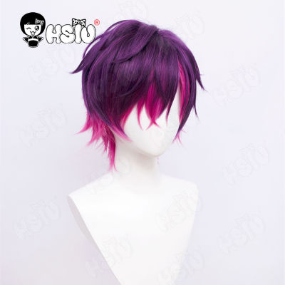 UKI violeta คอสเพลย์วิกผม vtuber noctyx คอสเพลย์ไฟเบอร์วิกผมสังเคราะห์「 Hsiu 」 gradient สีม่วงสั้น Curs ผมฟรีวิกผม Cape