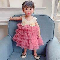 ทารก กระโปรงเค้กงานเลี้ยงวันเกิดเด็ก ชุดเดรสพิมพ์ลายดอกไม้ / baby party dress