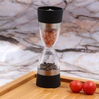 QTCF-Manually 2 In 1 Hourglass Shape Dual Salt Pepper Mill Spice Grinder Pepper Shaker Kitchen Cooking Tools Easy To Clean