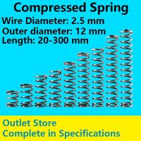 สปริงอัดแรงดัน Retruen สปริงอัดสปริงเส้นผ่านศูนย์กลาง2.5มม. เส้นผ่านศูนย์กลางภายนอก12มม. ความยาว20มม.-50มม. สินค้าจุด