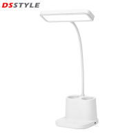 DSstyles โคมไฟโต๊ะเขียนหนังสือ Led พร้อมที่วางปากกา Pelindung Mata 360องศาปรับได้ระบบสัมผัสโคมไฟหัวเตียงไฟอ่านหนังสือ