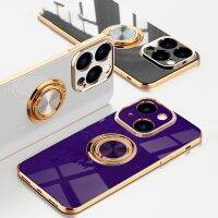 Plating Magnetic Ring Holder Phone Case For iPhone 14 Pro Max 11 12 13 Pro Max XR XS Max 7 8 Plus X Mini Soft Shockproof Bumper