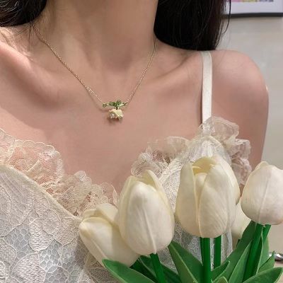 Fashion Ladies Lily of The Valley Pearl Fringe Clavicle Chain Trial Pendant Jewelry Party Gift Accessories