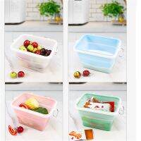 Silicone Food Storage Bag Container Leakproof Fruit Microwave Heating Lunch Pouch Restaurant Refrigerator Organizer Blue