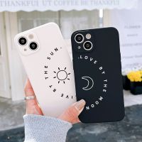 เคสคู่รักสีดำและสีขาวลาย Love Sun Moon สำหรับ11 12 13 14 Pro Mini X XS MAX XR 7 8 Plus SE22เคสโทรศัพท์ซิลิโคนนิ่ม