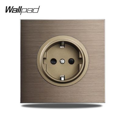 【NEW Popular】 Wallpad L6WallElectricalOutlet Schuko แผงอลูมิเนียมขัดเงาสีน้ำตาล86X86Mm