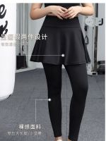 ▦™ Badminton hakama womens quick-drying fake two-piece yoga fitness running high-waist hip-lifting sports pants fat m200 catty outerwear