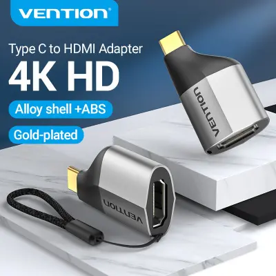 Vention USB Type C อะแดปเตอร์ HDMI USB C ถึง HDMI 2.0 Adapter 4K 60Hz UHD Smart Security Chip สำหรับแล็ปท็อป Samsung Galaxy S10/S9 Huawei Mate 20 P20 แท็บเล็ต To TV Monitor Type C To HDMI Adapter