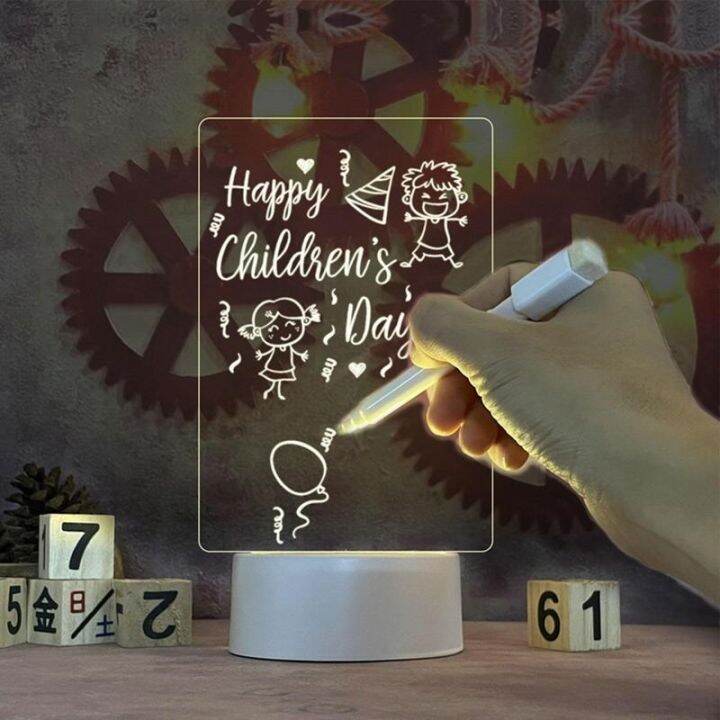 creative-transparent-usb-2d-acrylic-daily-note-board-with-pen-message-memo-board-with-stand-led-night-light-writing-pad-reminder