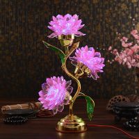 ﹉❄✧ Lantern Offering Lantern for Buddhist Use Colorful Table Lamp Plug Guanyin Wealth Changming Lamp