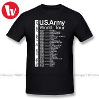 เสื้อยืดแขนสั้นพิมพ์ลายตัวอักษร Us Army World Tour แฟชั่นผู้ชาย 2021 เสื้อยืดสตรีท