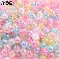 iYOE 100pcs 8mm Transparent Mermaid Acrylic Beads Shiny Round Spacer Beads For Making Necklace Bracelet Keychain Accessories Beads