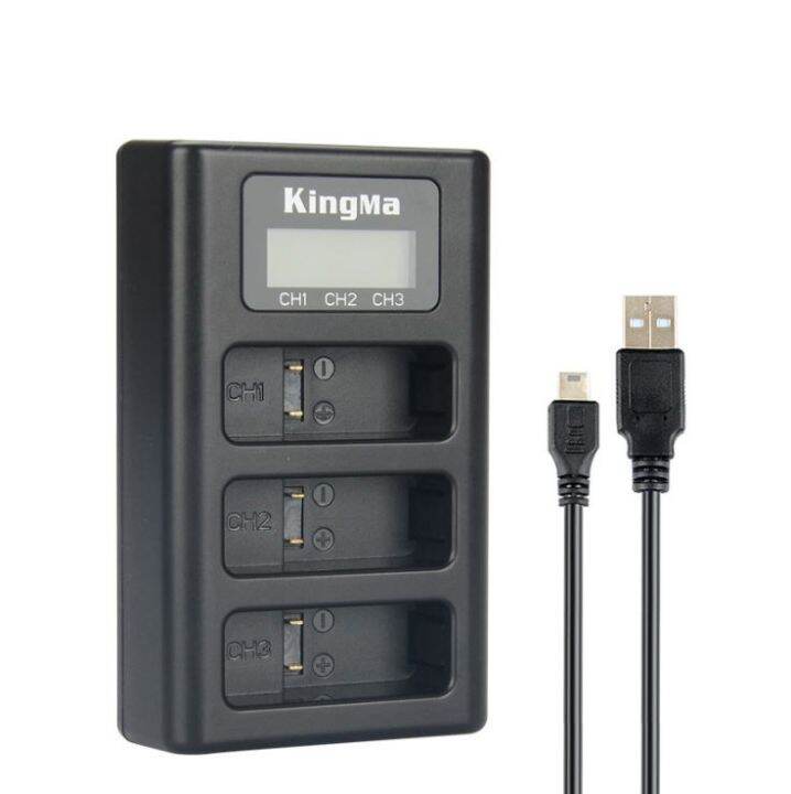 kingma-gopro-hero-7-6-5-battery-gopro-charger-และแท่นชาร์จแบบ-3-ช่องชาร์จ-ยี่ห้อ-kingma