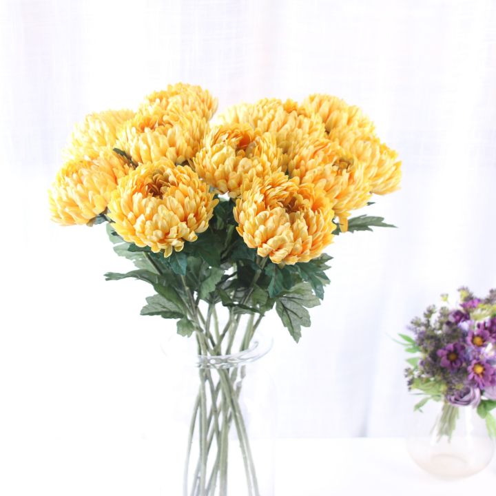 ดอกเบญจมาศมารีสขนาดใหญ่58ซม-ดอกไม้ดอกไม้ไหมประดิษฐ์ฤดูใบไม้ร่วงงานแต่งงานพืชปลอมอุปกรณ์ตกแต่ง-diy