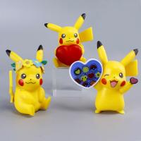 6Pcs/Set Pokemon Anime Elf Pikachu Love Straw Hat Chef Cute Funny Model Desktop Decoration Garage Kit Doll Toys Childrens Gifts