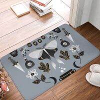 Gray Butterfly Printing Hall Foot Mat Front Door Welcome Door Mat Washable Bathroom Non-Slip Mat Porch Bedroom Mat 40Cmx60cm