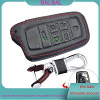 BLABLA (borongwell) Leather Car Key Case For Toyota Vellfire Alphard 30 Series Previa Tarago 6 Button Smart Remote Fob Protect Cover Keychain Holder