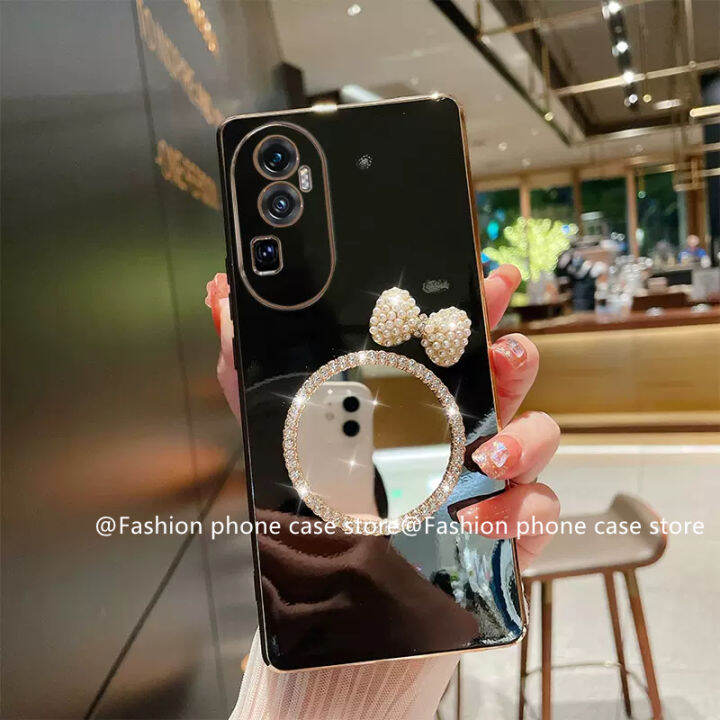 phone-case-เคส-oppo-reno10-pro-plus-5g-oppo-a78-nfc-4g-เคสซิลิโคนนิ่มป้องกันการตกพร้อมไทโบว์ติดมุกกระจกแต่งหน้า2023ขายดี