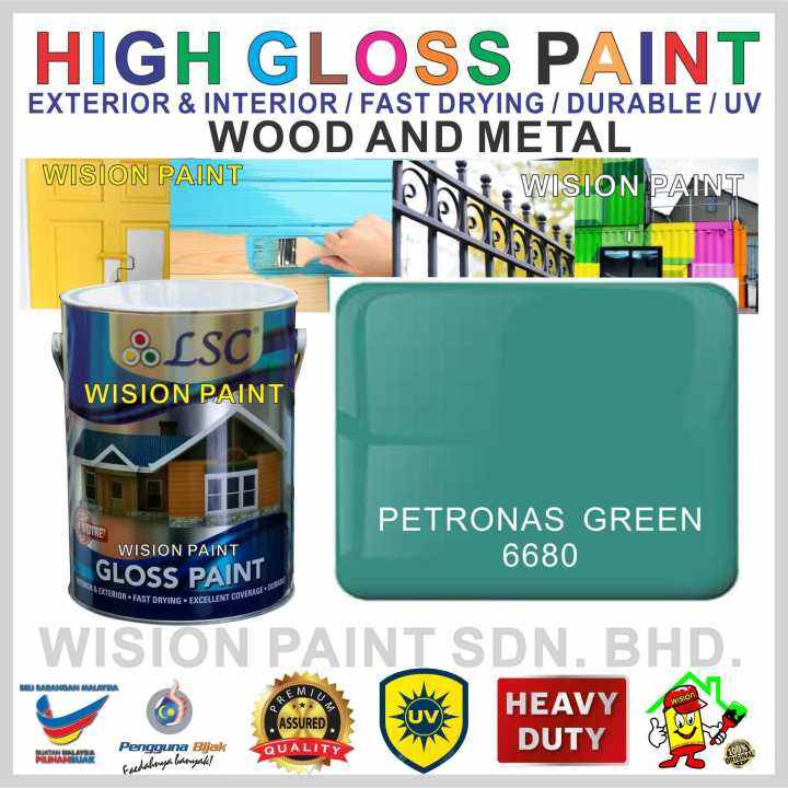 PETRONAS GREEN 6680 ( 1L ) HIGH GLOSS PAINT LSC PRODUCT WOOD AND METAL PAINT EXTERIOR & INTERIOR