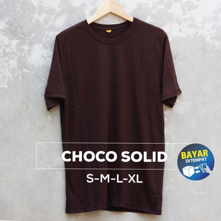 KAOS POLOS PENDEK PRIAWARNA COKLAT BAHAN 100% COTTON COMBED 30S BISA DI
