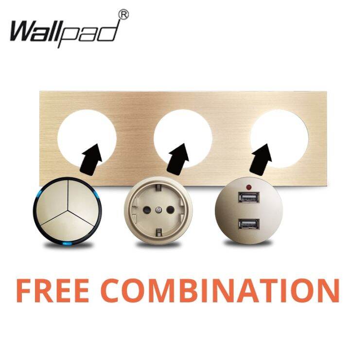 wallpad-l6-gold-brushed-aluminum-wall-switch-eu-french-socket-usb-charger-rj45-cat6-hdmi-compatible-modules-free-combination