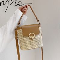 --238812Womens bag❍☫♂ The new 2023 his straw bales portable female weaving vacation package the cane bag fashion small bucket bag