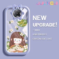 Jlingji เคสสำหรับ Xiaomi Poco F2 Pro Redmi K30 Pro Zoom เคสแฟชั่นเด็กผู้หญิงดอกไม้ Little Monster Bknot Form เคสนิ่มทนต่อการขัดถูเคสโทรศัพท์โปร่งใส TPU ซิลิกาเจลเลนส์กล้องถ่ายรูปป้องกัน