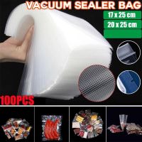 100pcs Food Vacuum White Transparent Preservation Texture Bag Sealed Embossed Storage Bag Kitchen Refrigerator Accessories