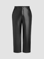 Cider Faux Leather Middle Waist Solid Pocket Trousers Curve &amp; Plus