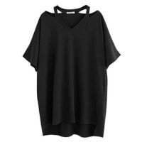 【Plus Size40-150KG3Colors】y Women Plus Size Solid Color T-shirt Short Sleeves Big Loose Pure Color Summer Tee Maternity Pregnancy T-shirt Round Neck Casual Top Fashion Big Size Medium-Long Length T-shirt