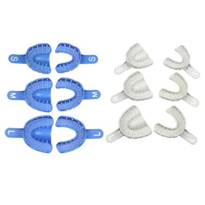 Dental Impression Trays Plastic Materials Plastic Tooth Tray Dental Impression Tool Dental Materials 6Pcs/Set