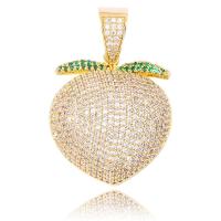 JINAO New Colourful Peach Fruit Necklace &amp; Pendant With Tennis Chain Iced Out Cubic Zircon Shining Mens Hip Hop Jewelry Gift