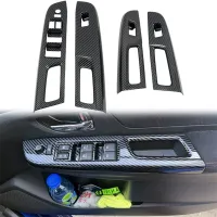 Car Carbon Fiber Window Glass Lift Button Trim Switch Cover Door Armrest Panel Cover Window Glass Lift Button Panel for Subaru WRX/WRX STI 2015-2020 RHD