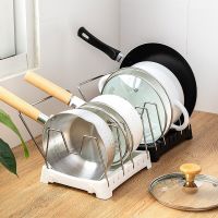 Adjustable Cooking Pan and Pot Holder Rack Storage Lid Drainer Kitchen Cabinet Pantry Drawer Organizer Cover Stand Shelf