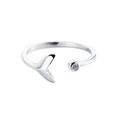 Cincin Ekor Putri Duyung Silver Zircon Mermaid Tail Ring Adjustable Fashion women jewelry Accessory