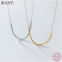 ✣▪  WANTME Real 925 Sterling Minimalist Bead Chain Pendant Short Choker Necklace for Jewelry